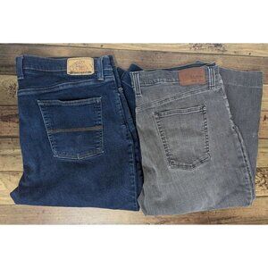 2 Pairs L.L.Bean Jeans 42X22 Blue Grey Cotton Cuffed